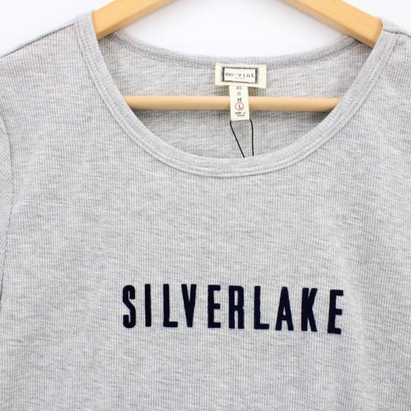 Mo:vint By Anthropologie Blouse Top Womens Gray Silverelake Short Sleeve L NWT - Picture 5 of 10